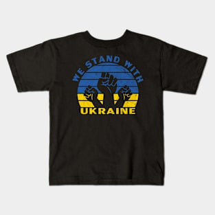 We Stand With Ukraine, Ukraine Power (Wash Design) Kids T-Shirt